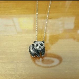 Black and White Diamond Panda Necklace